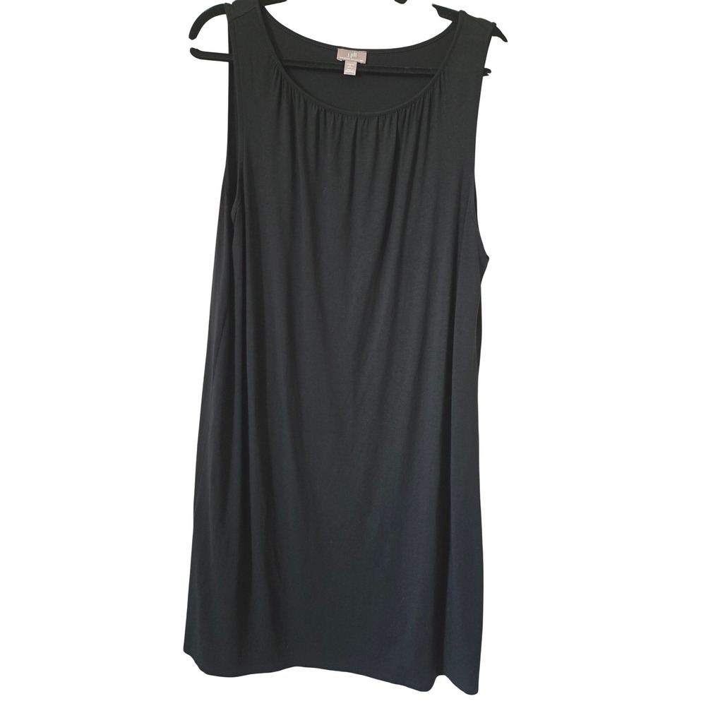 J. Jill Wearever Black Sleeveless‎ Shift Dress Petite Large Stretch Rayon Lycra